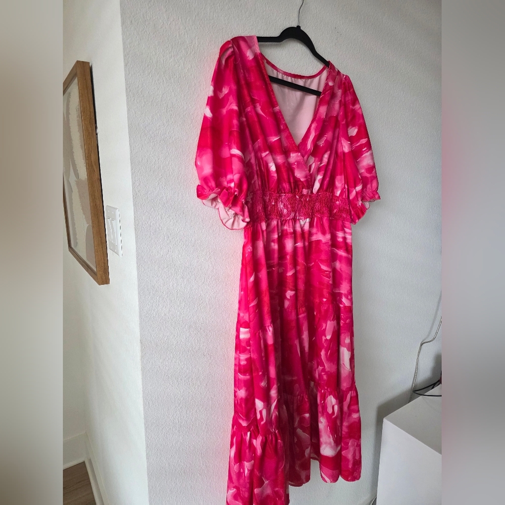 SHEIN Curve Plus Vibrant Pink Valentine Maxi Dress - Picture 7 of 11